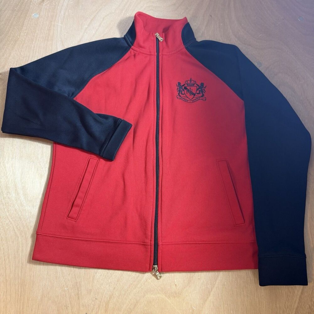 Lauren Ralph Lauren Active Red Black Zip Up Track Jacket Women’s Medium